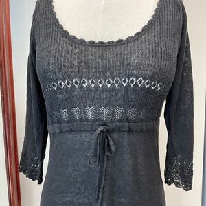 🖤 Stewart+Brown Organic Linen Knit Dress – Black, Small 🖤